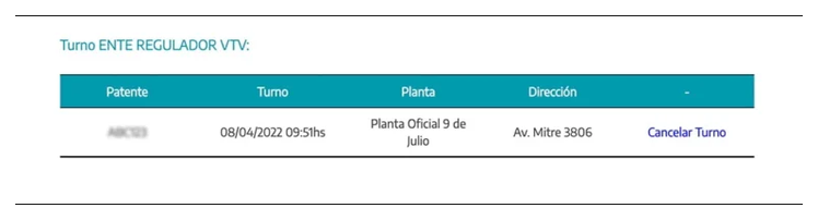 Paso 3 para consultar o cambiar el turno de la VTV en Boulogne